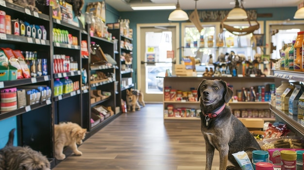 Photo a small business pet store with a variety of pets supplies and personalized customer service