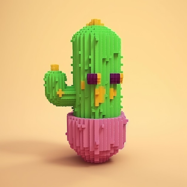 A small cactus in a small vase