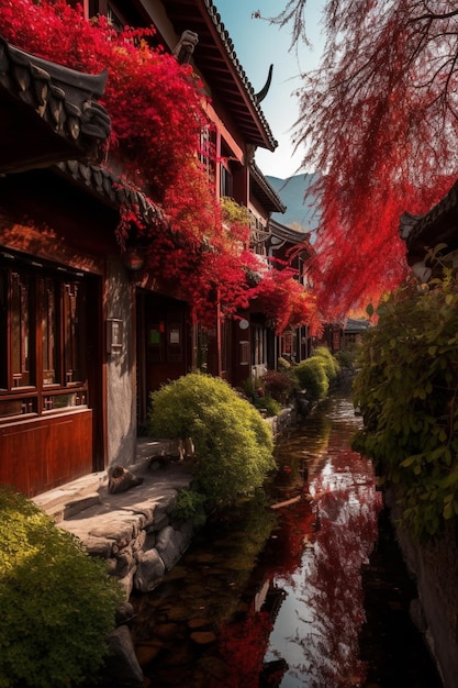 A small canal in the old town of lijiang