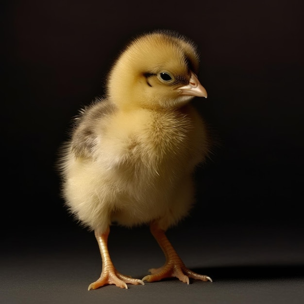 A small chicken with a black background and the word " chicken " on the bottom.