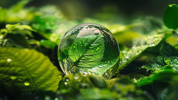 a small delicate green tree trapped in a glass ball