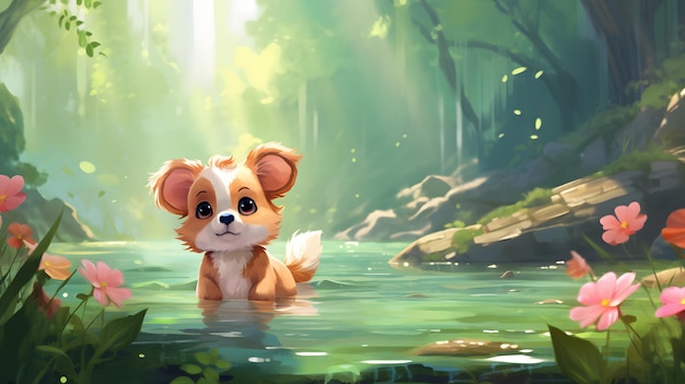 A small dog enjoying a refreshing swim in the water