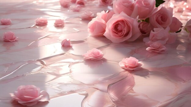 Small dried rose flowers on a gray background