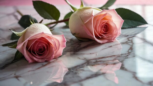 Small dried rose flowers on a gray background