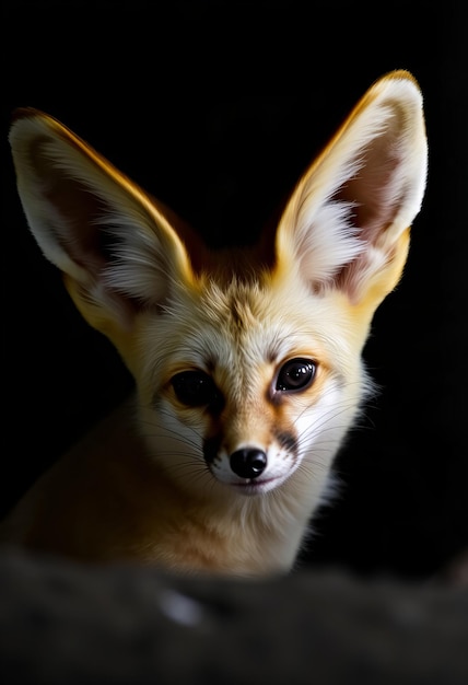 Photo a small eared fox is shown in a black background