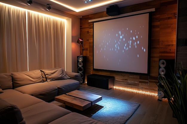 Small and elegant apartment with projector and screen