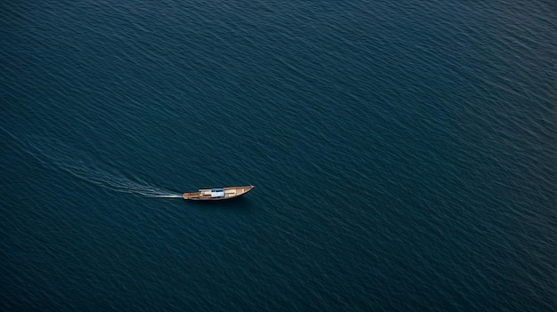 A small empty boat in the sea aerial view