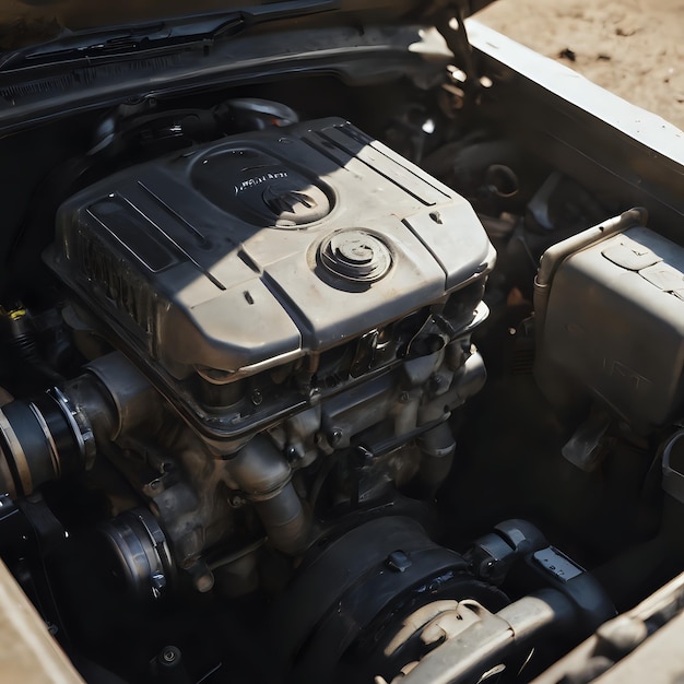 Photo a small engine in the trunk of a car