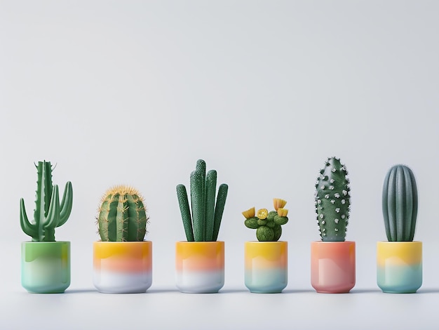 Small flower pots host a collection of cacti adding greenery to any space