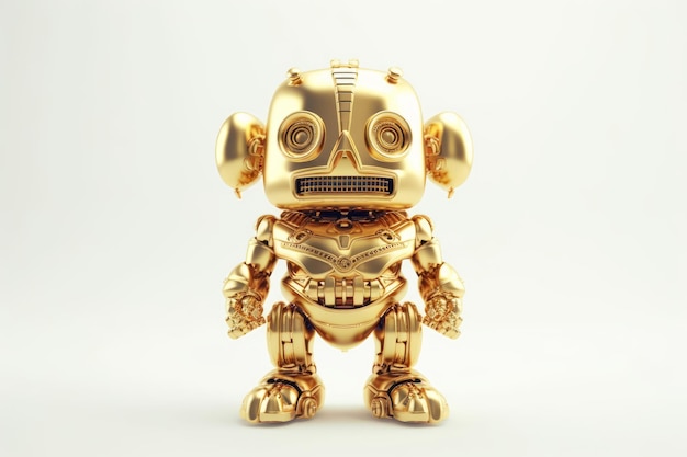 Small funny golden robot Generate Ai