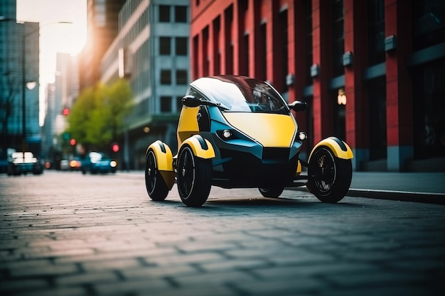 small futuristic concept car on the road generated by ai