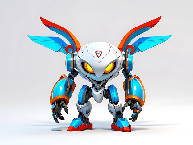 Small futuristic robot on a white background