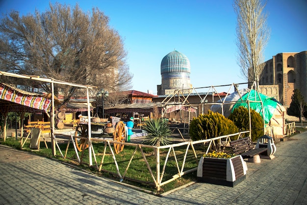 Small garden houses mosque in Samarkand