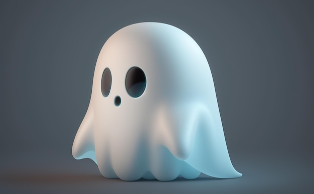 A small ghost with two big eyes and cute hands