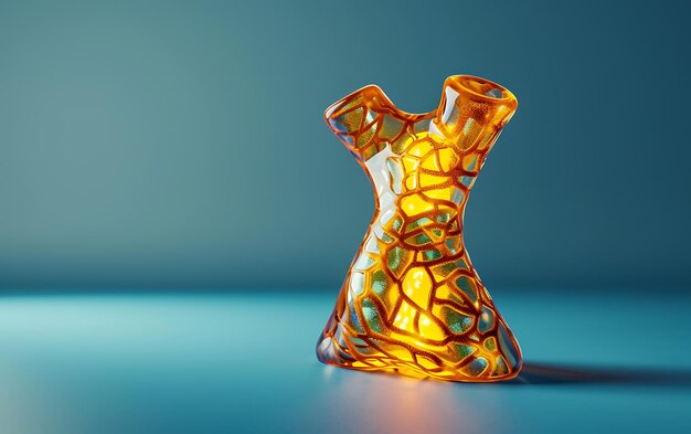 a small glass vase with a colorful design on it