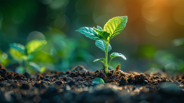 Small Green Plant Sprouting From Ground