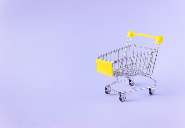 A small grocery cart on purple