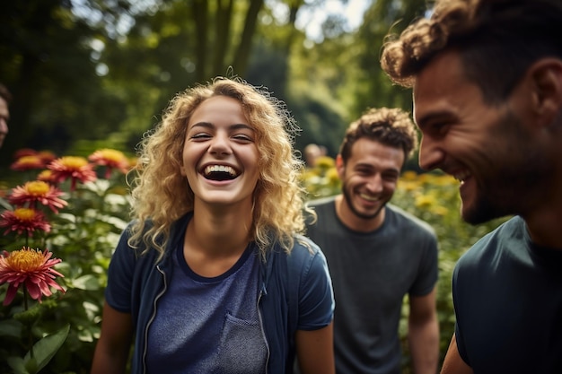 Small Group Gathering happily chanting outdoors