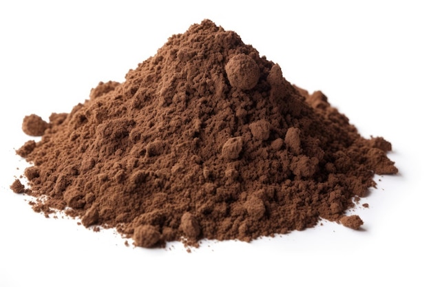 Small heap of soil humus isolated on white background Pile of organic compost or ground