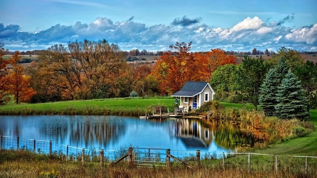 A small house by the lake