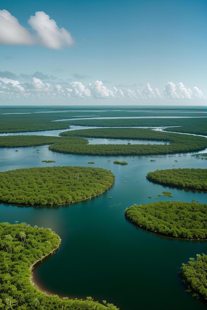 Photo a small island of trees in the middle of a body of water