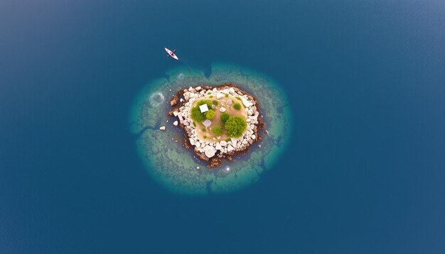 Photo a small island with a boat and a boat in the water