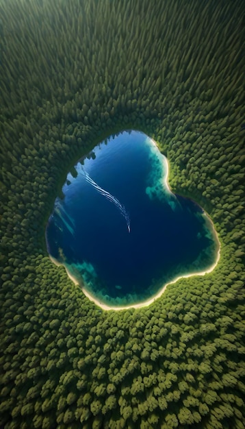 a small island with a boat in the middle of it