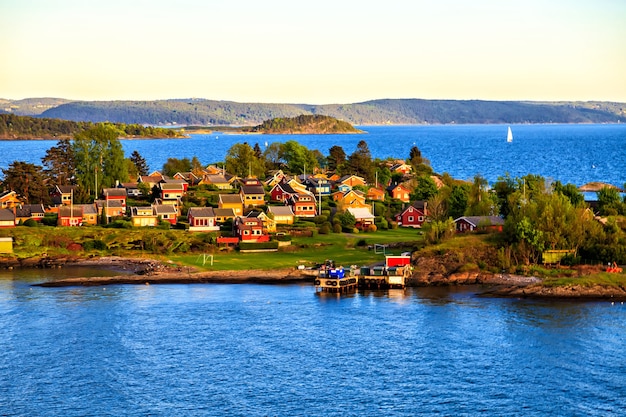 A small island with closely spaced houses, Norway