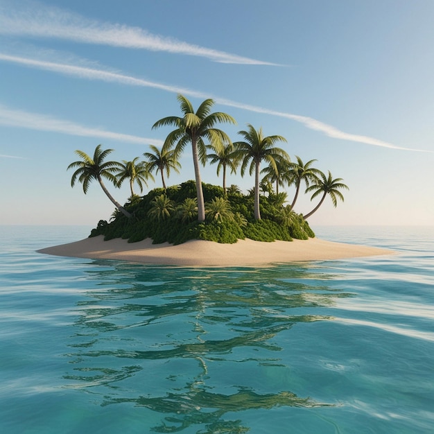 Photo a small island with palm trees on the island