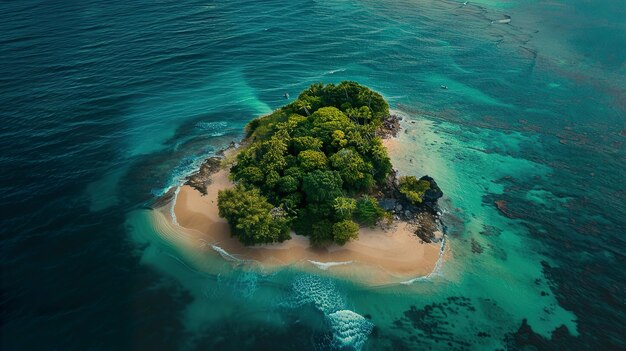 a small island with a small island in the water