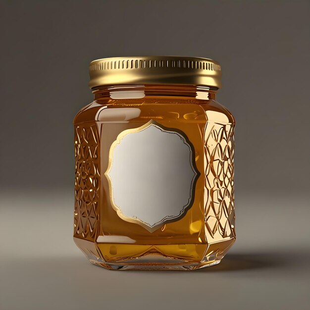 Photo a small jar with a gold lid full of honey