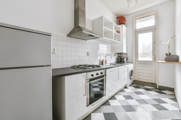 Small kitchen interior in modern apartment