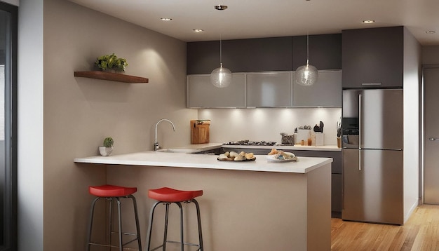 Small kitchen space with modern design