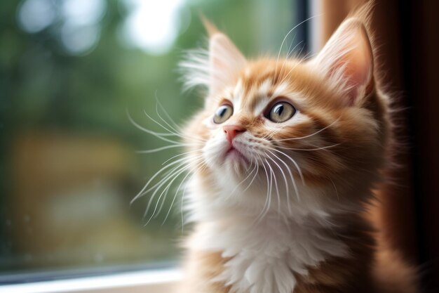 Small Kitten Looking Out Window