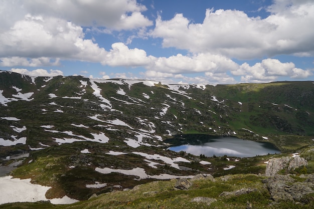 Small lake in mountain valley