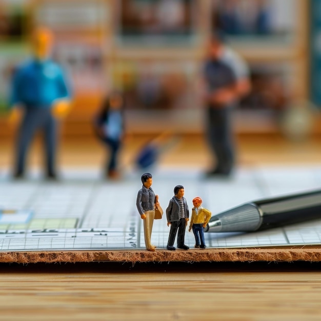 a small lego figurine of two men next to a pen