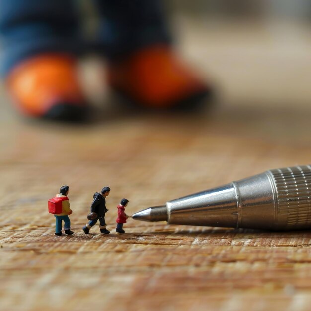 Photo a small lego man is on a table with a microphone