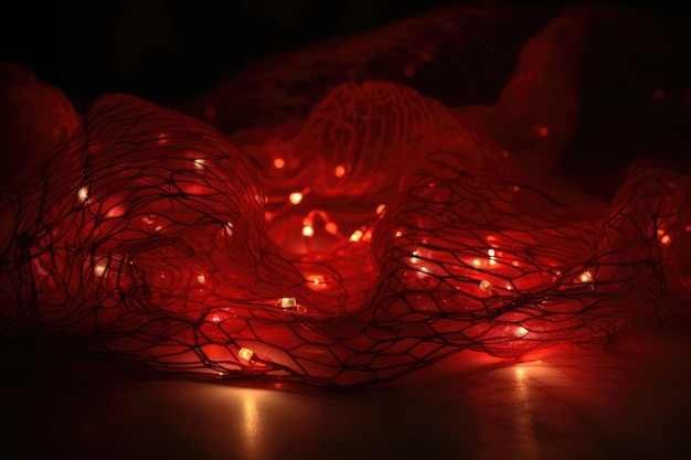 Small lights and red gauze generative ai