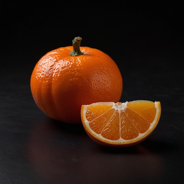 a small orange is next to a sliced orange