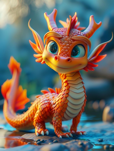 a small orange and orange dragon with orange eyes and orange wings