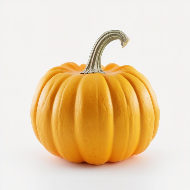 A small orange pumpkin with a silver tip sits against a white background.