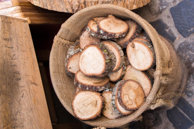 small piece of cut wood logs used for wood texture background