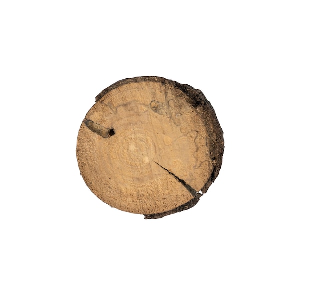 A small piece of sawn wood isolated on a white background