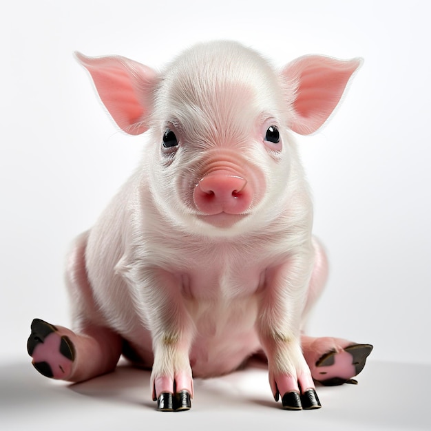 small pink pig isolated on white background