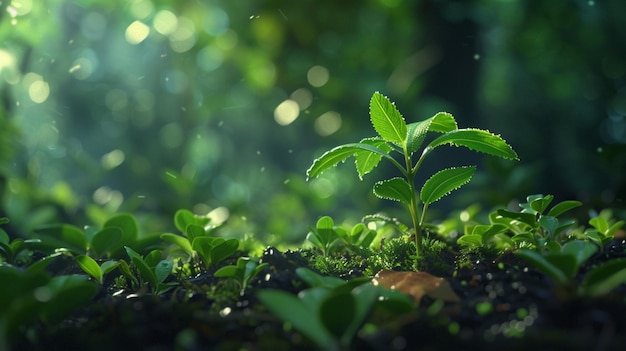 a small plant growing in the grass in the sunlight