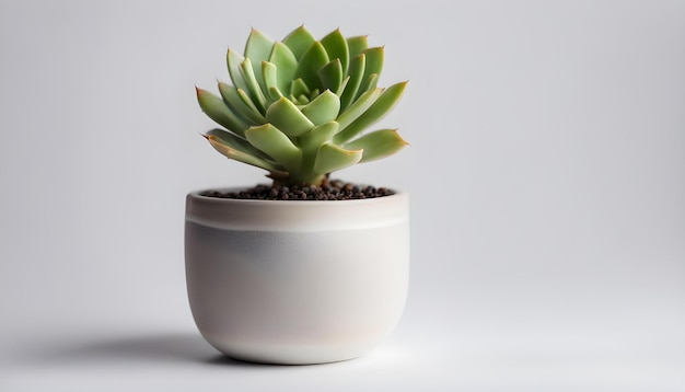 Small plant in pot succulents or cactus isolated on white background by front view