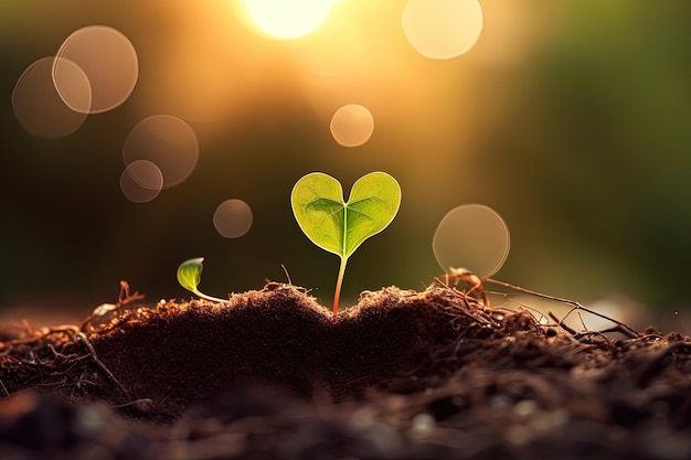 A small plant sprouts from the ground