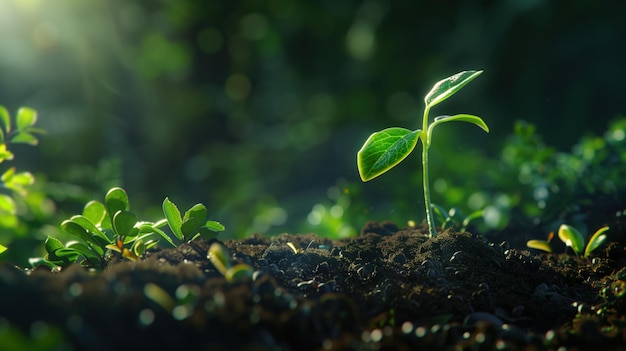 a small plant in the sun