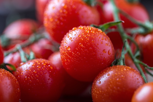 Small red cherry tomatoes. Cherry tomatoes on a branch