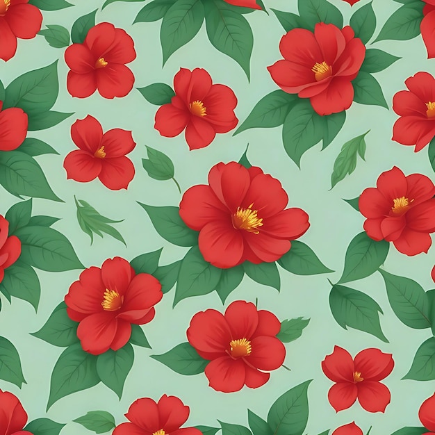 Small Red Flower Seamless Pattern Ai Generated